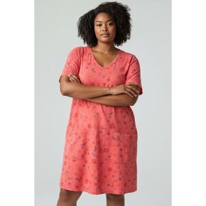 Fresh Produce Dress Womens XL Pink Floral Short Sleeve Cotton Casual Lounge Flaw